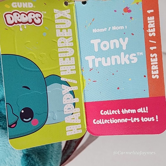 GUND 🐘 Drops Tony Trunks Teal Elephant Expressive Plush NWT - Picture 8 of 8